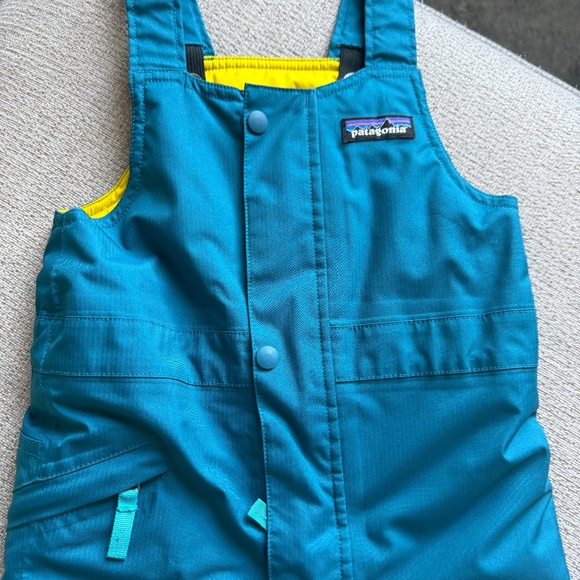 Patagonia Toddler 2T Snow pile Snow Bibs Teal/Yellow - Picture 3 of 7